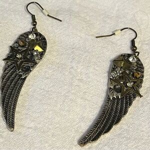 Cato Heavy Jewel Adorned Angel Wing Pierced Earrings